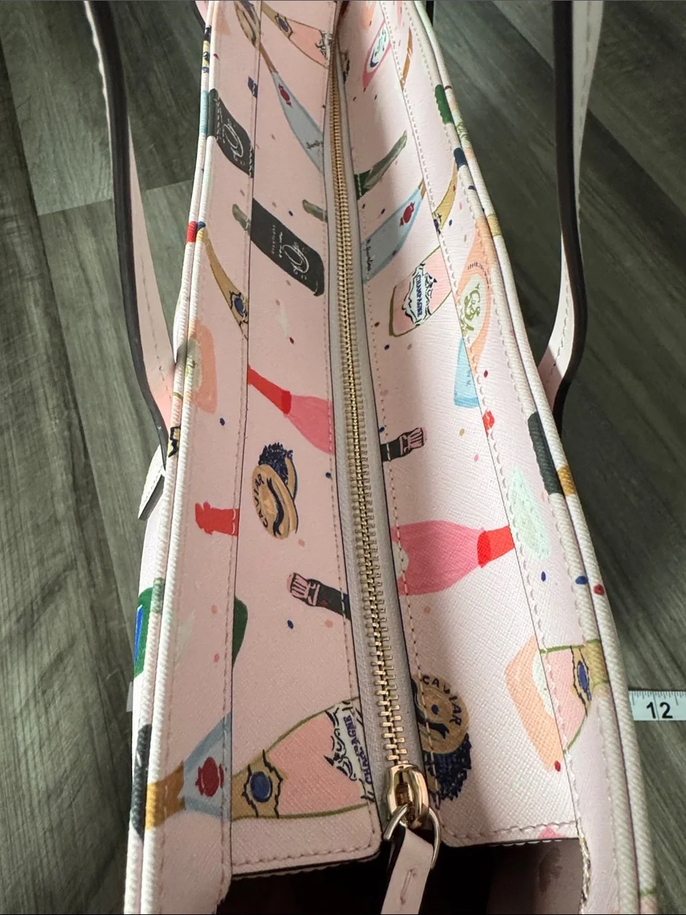 Kate Spade Shore Street Margareta tote bag purse pink champagne bottles designer